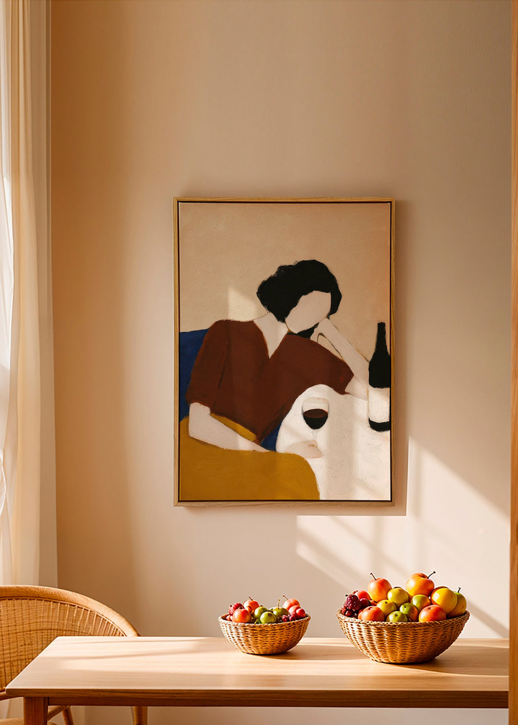 Køkkenkunst med figur og vinglas – Canvas2