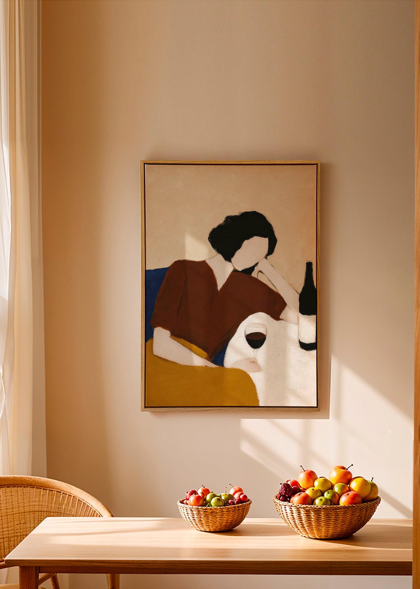 Køkkenkunst med figur og vinglas – Canvas2