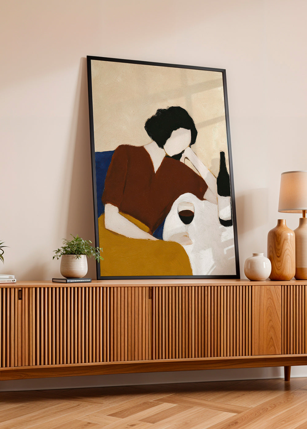 Køkkenkunst med figur og vinglas – Product1