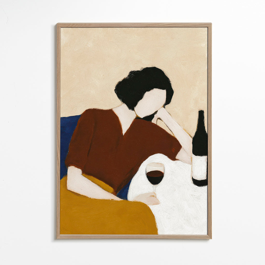 Køkkenkunst med figur og vinglas – Oak Frame
