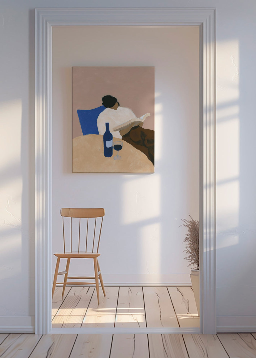 Køkkenkunst: læser med vinglas – Canvas