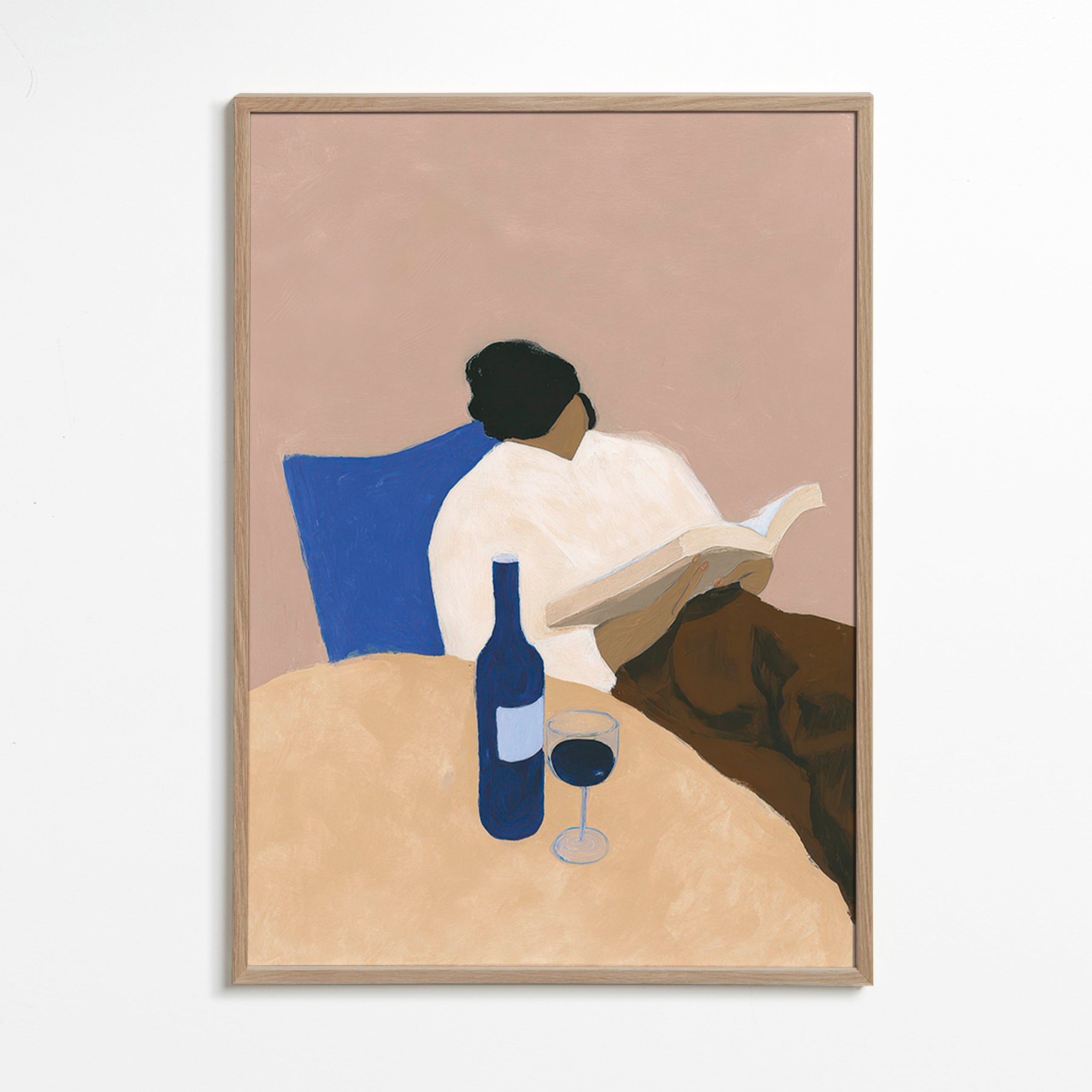 Køkkenkunst: læser med vinglas – Oak Frame
