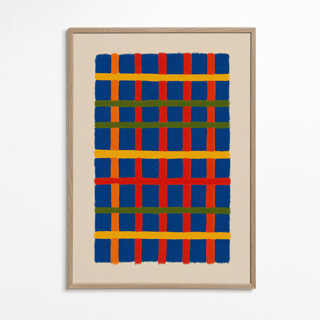 Geometrisk kunst farverist vertikal – Oak Frame