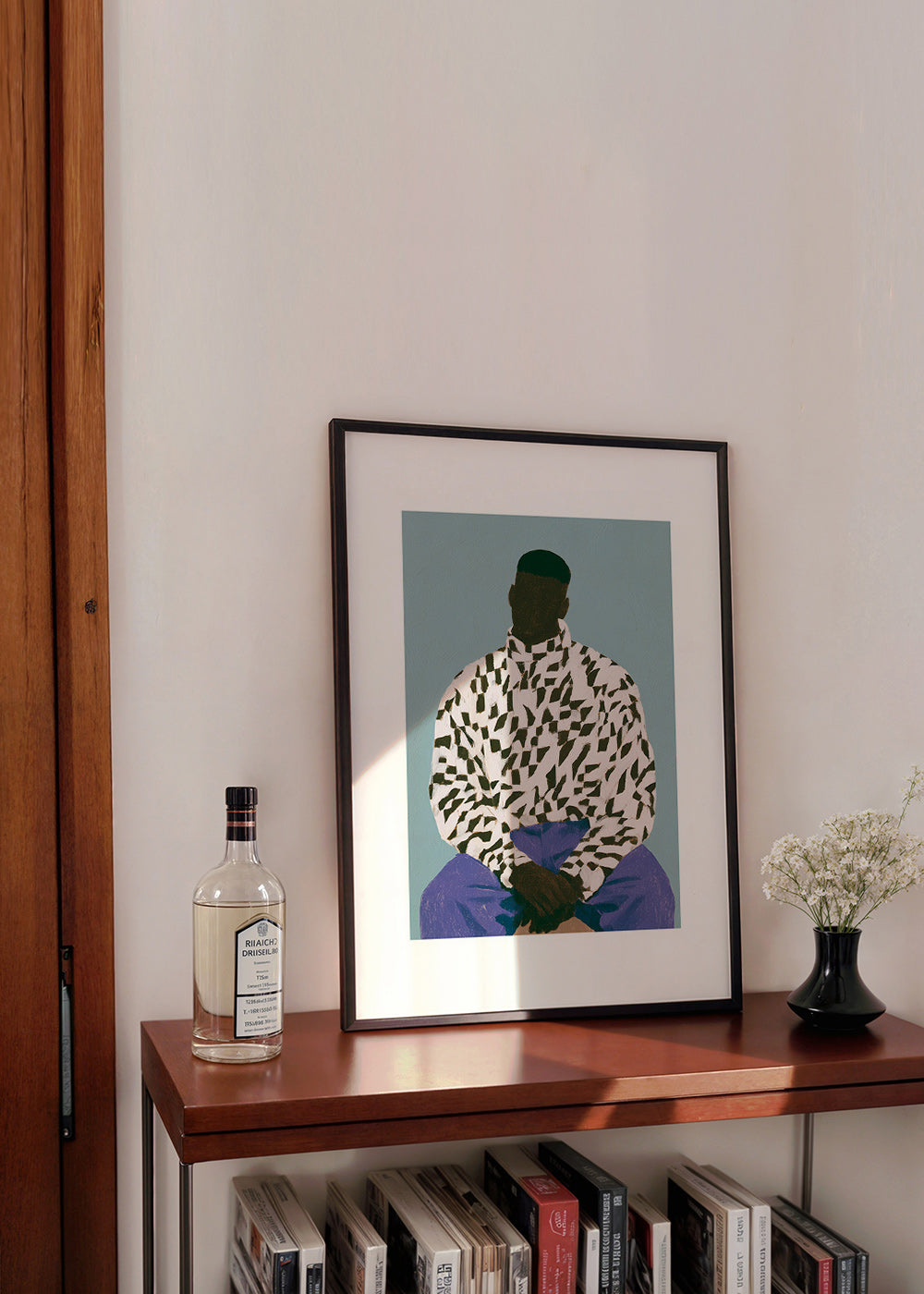 Illustration af siddende figur i mønstret skjorte – Product2