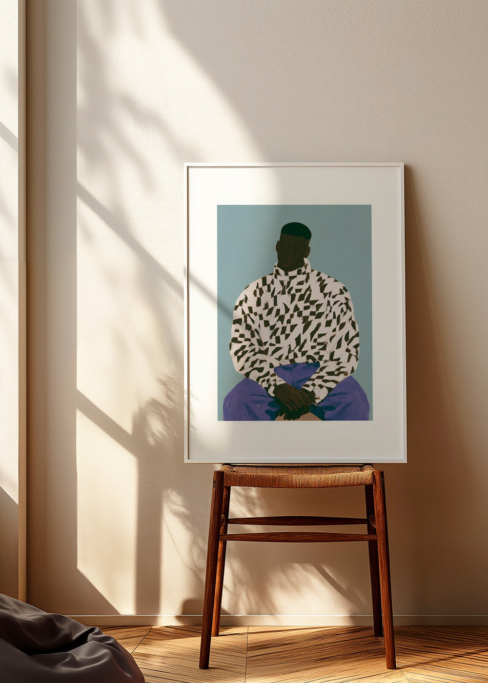 Illustration af siddende figur i mønstret skjorte – Product3