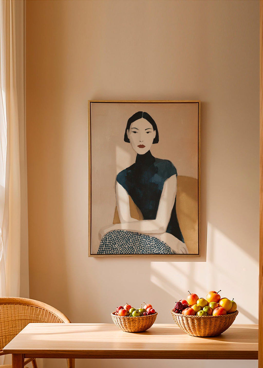 Illustration portræt kvinde med høj krave – Canvas2