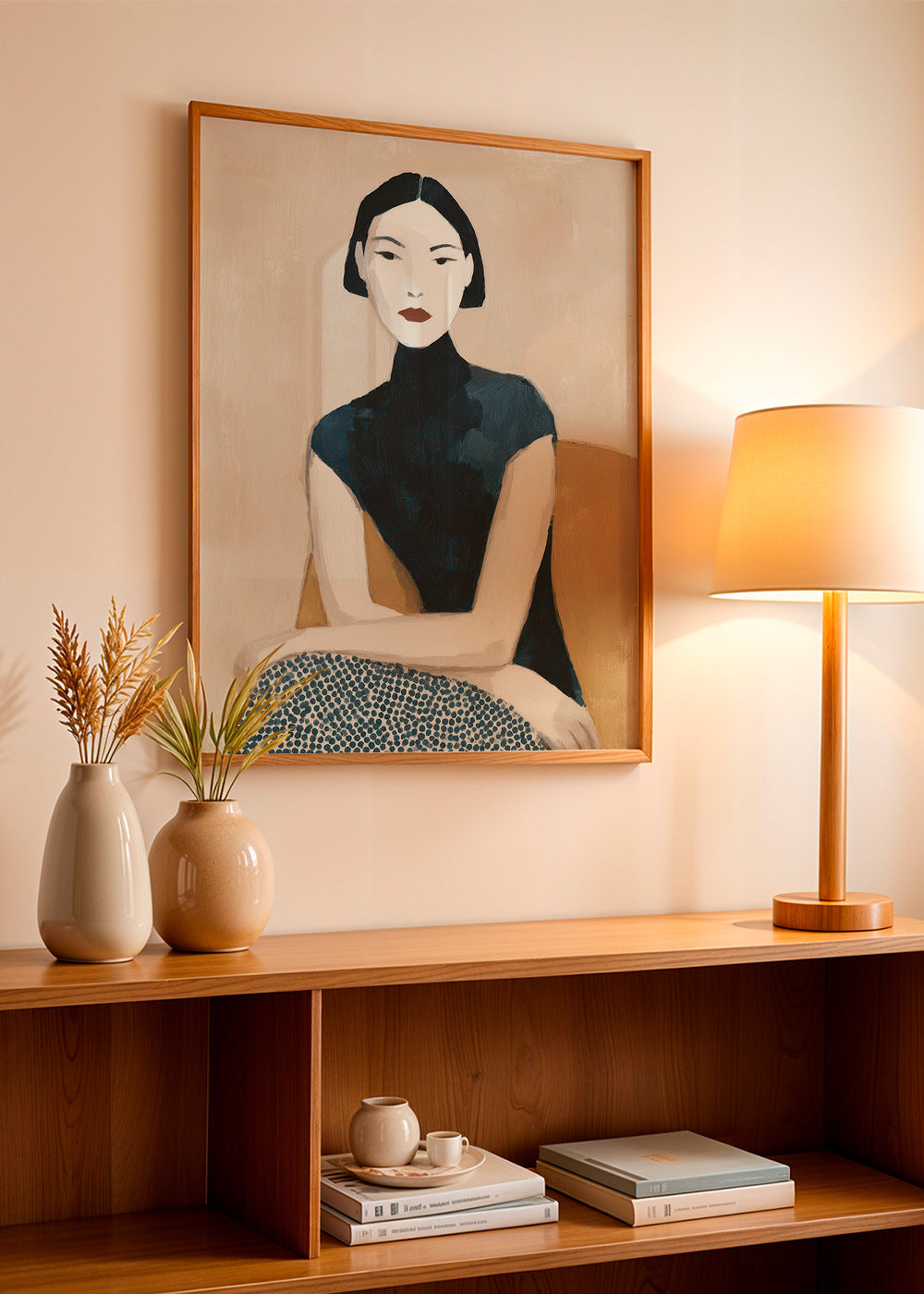 Illustration portræt kvinde med høj krave – Product1