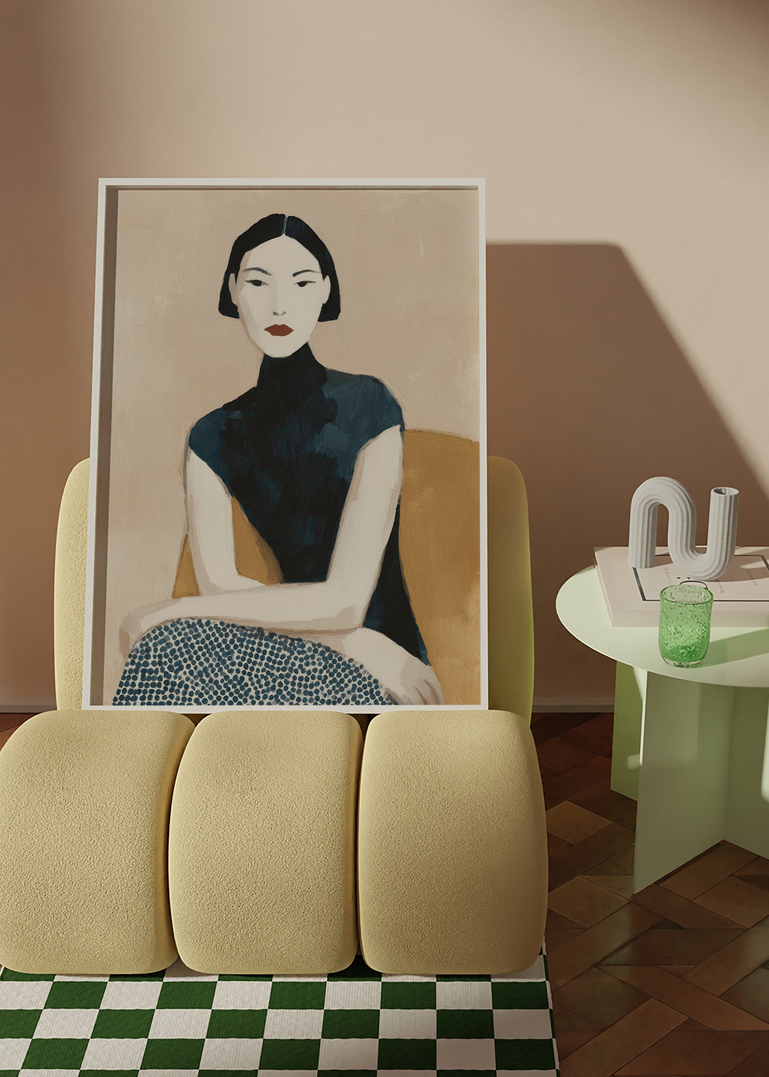 Illustration portræt kvinde med høj krave – Product2