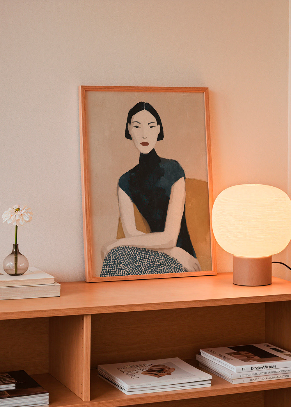 Illustration portræt kvinde med høj krave – Product3