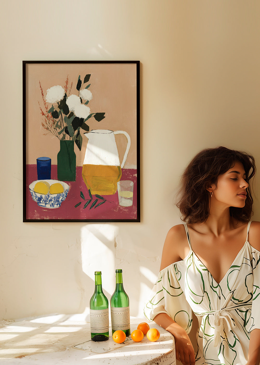 Køkkenkunst med kande og hvide blomster – Product2