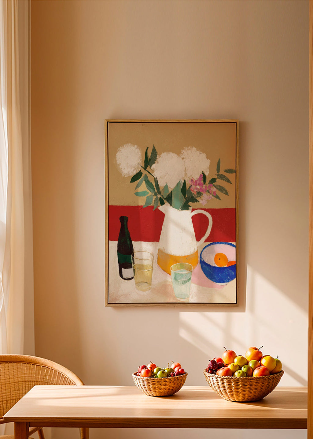 Botanisk plakat med kande og hvide blomster – Canvas2