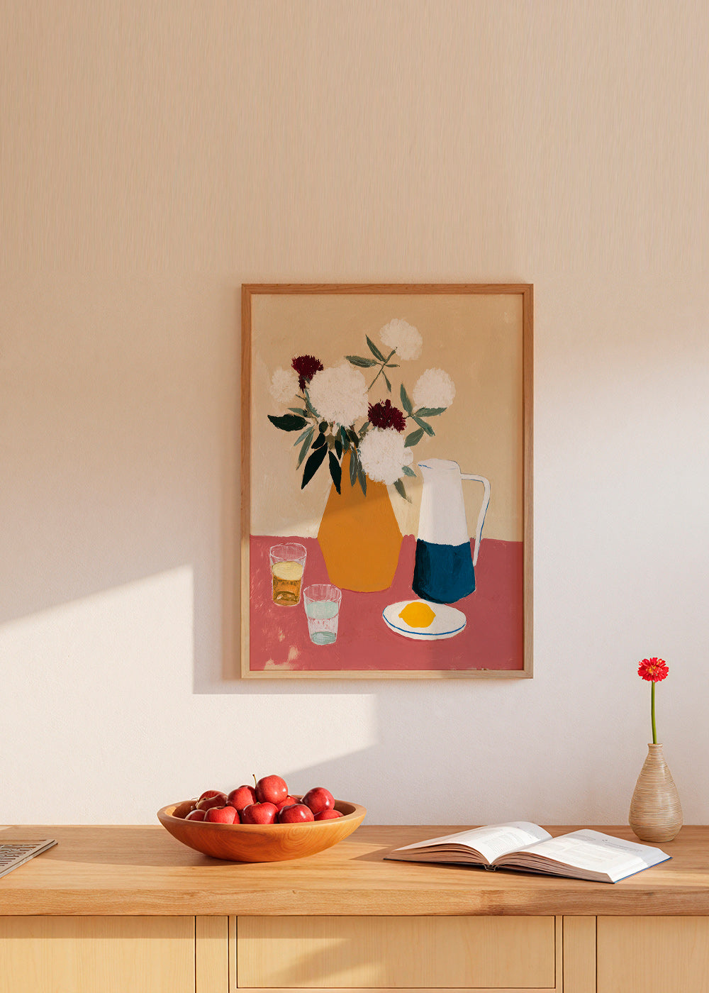 Botanisk plakat med vase og hvide blomster – Product2