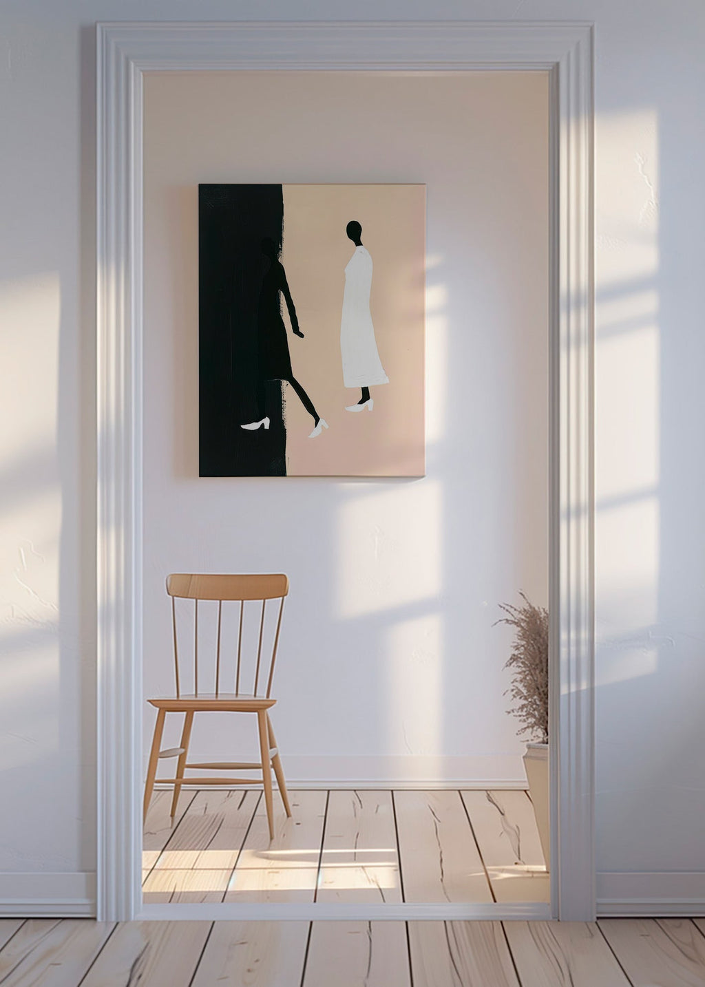 Illustration af minimalistiske silhuetter – Canvas