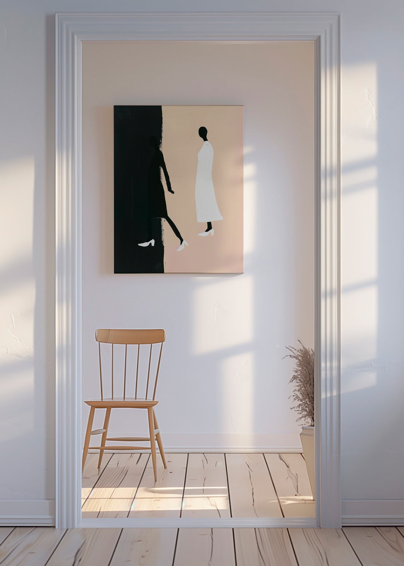 Illustration af minimalistiske silhuetter – Canvas