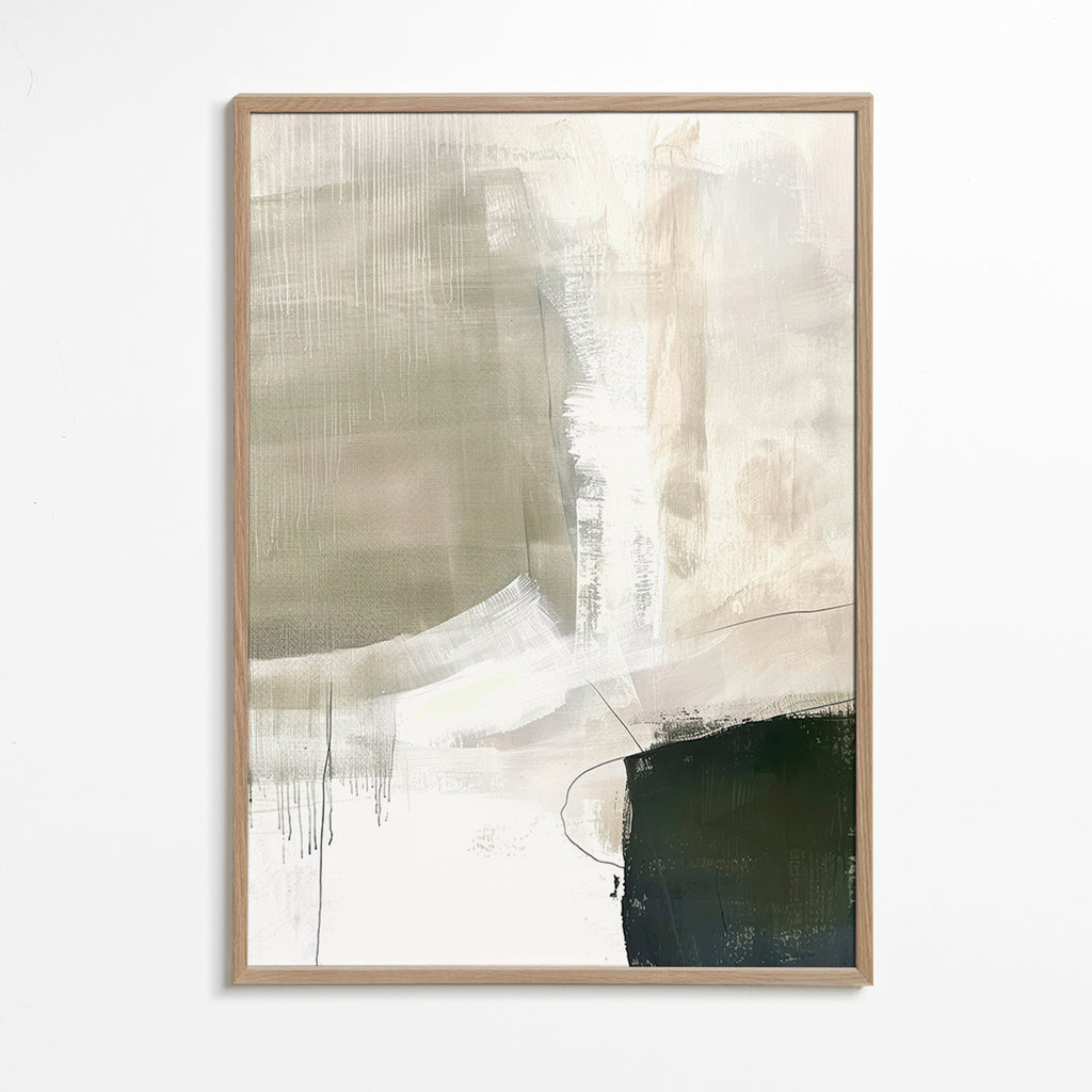 Abstrakt billede i neutrale beige toner – Oak Frame