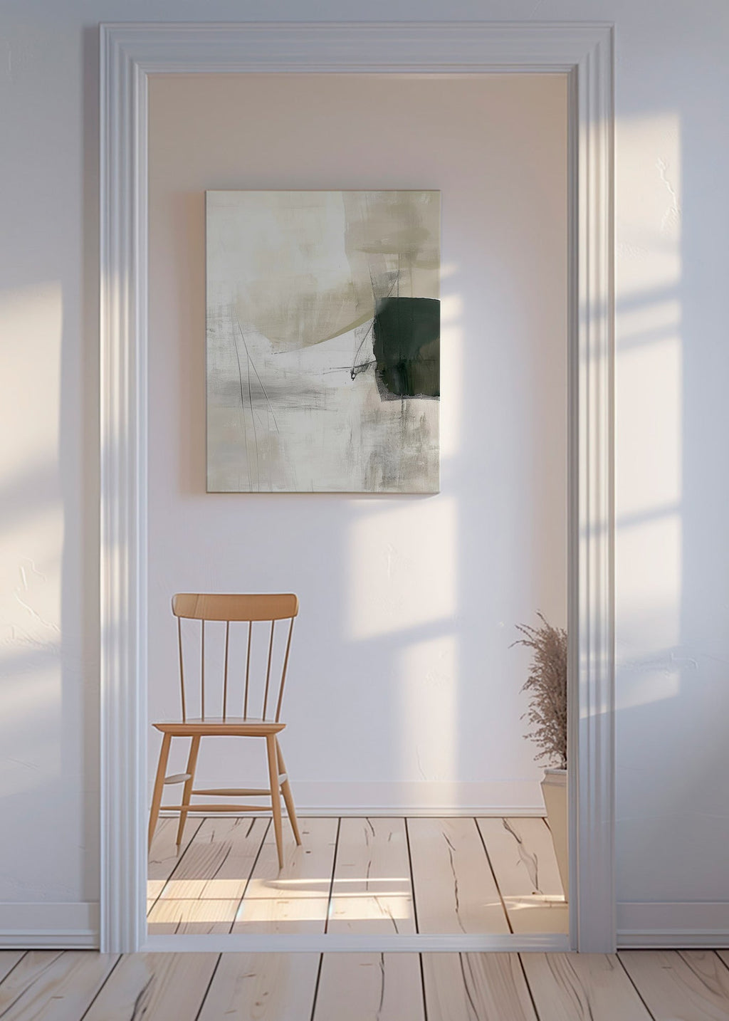 Abstrakt minimalistisk billede med grønt blok – Canvas