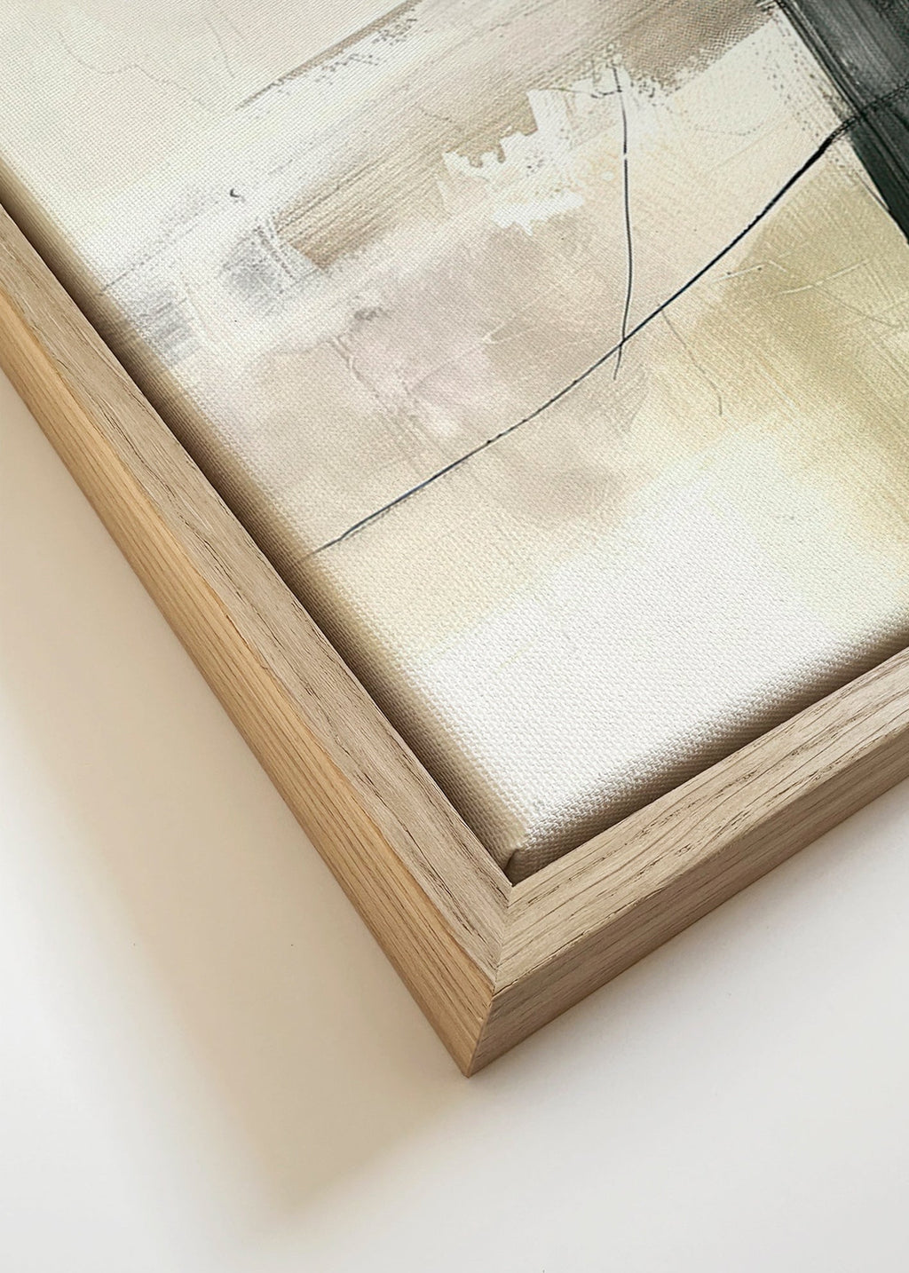 Vertikal abstrakt kunstværk med mørk blok – Canvas detail