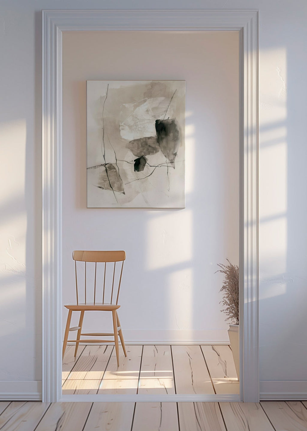 Abstrakt med blækvaske – Canvas