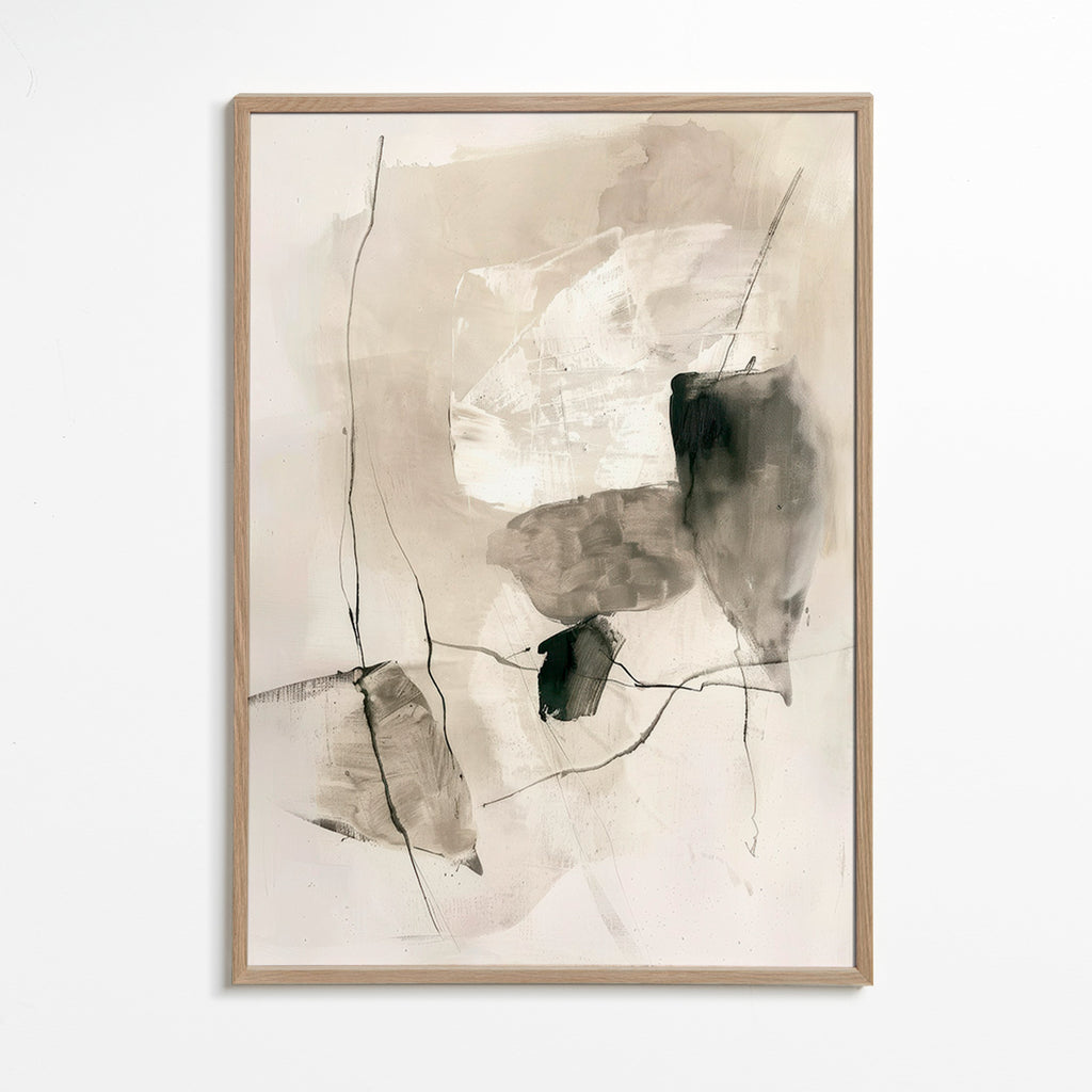Abstrakt med blækvaske – Oak Frame