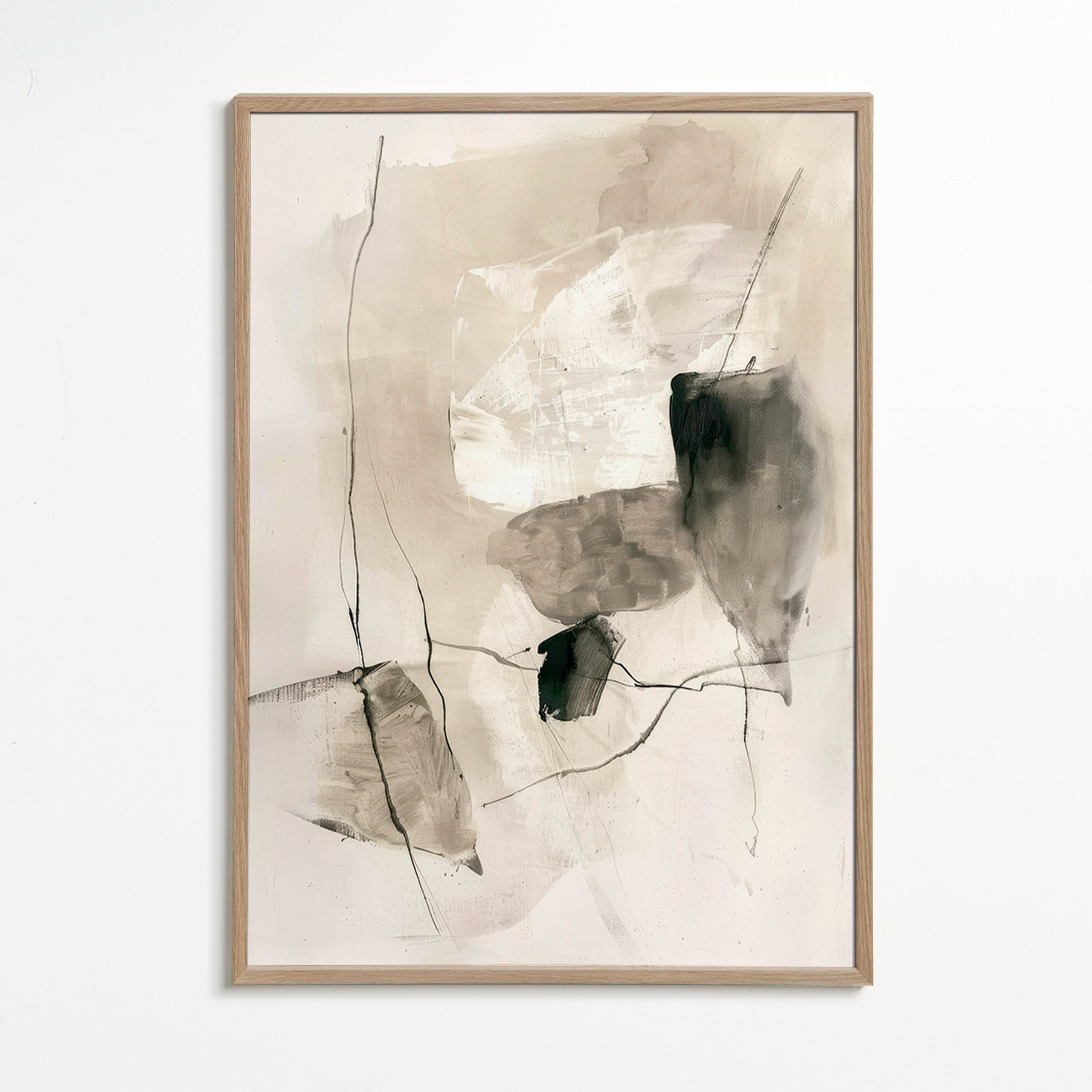 Abstrakt med blækvaske – Oak Frame