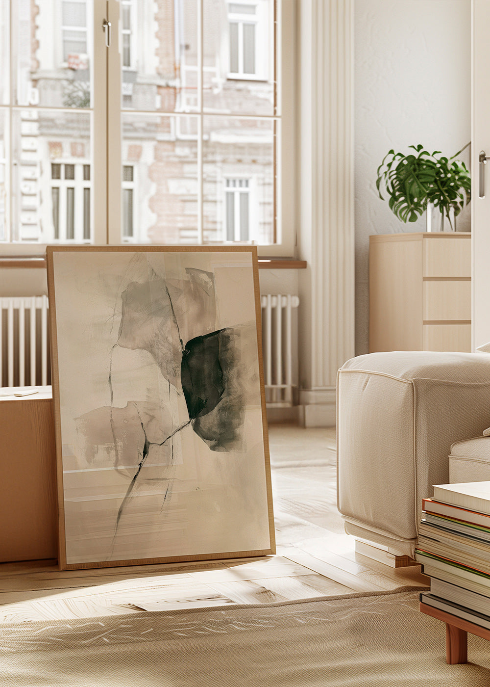 Abstrakt maleri med blækstrøg og bløde rum – Product3