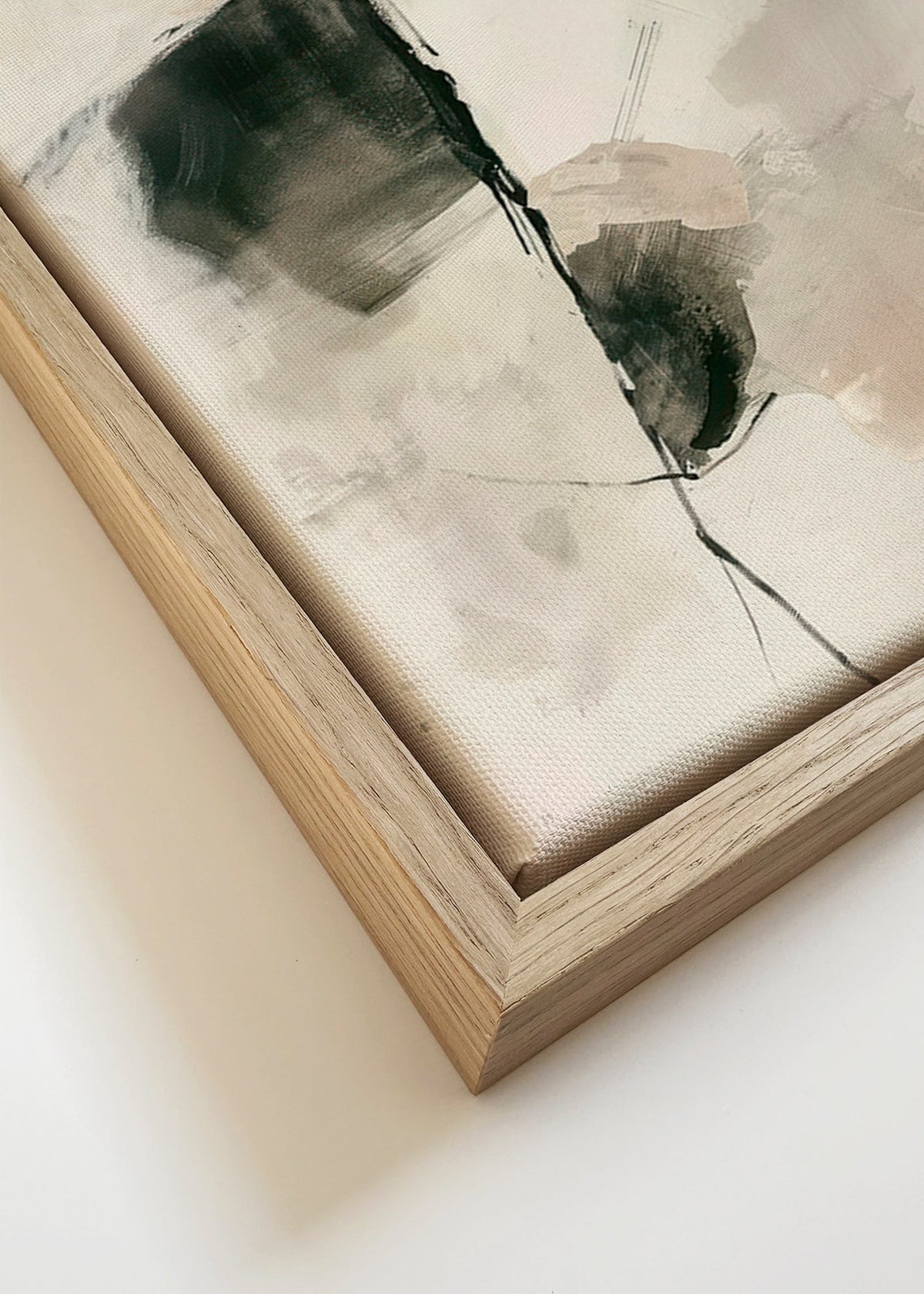 Abstrakt billede med neutrale penselstrøg – Canvas detail