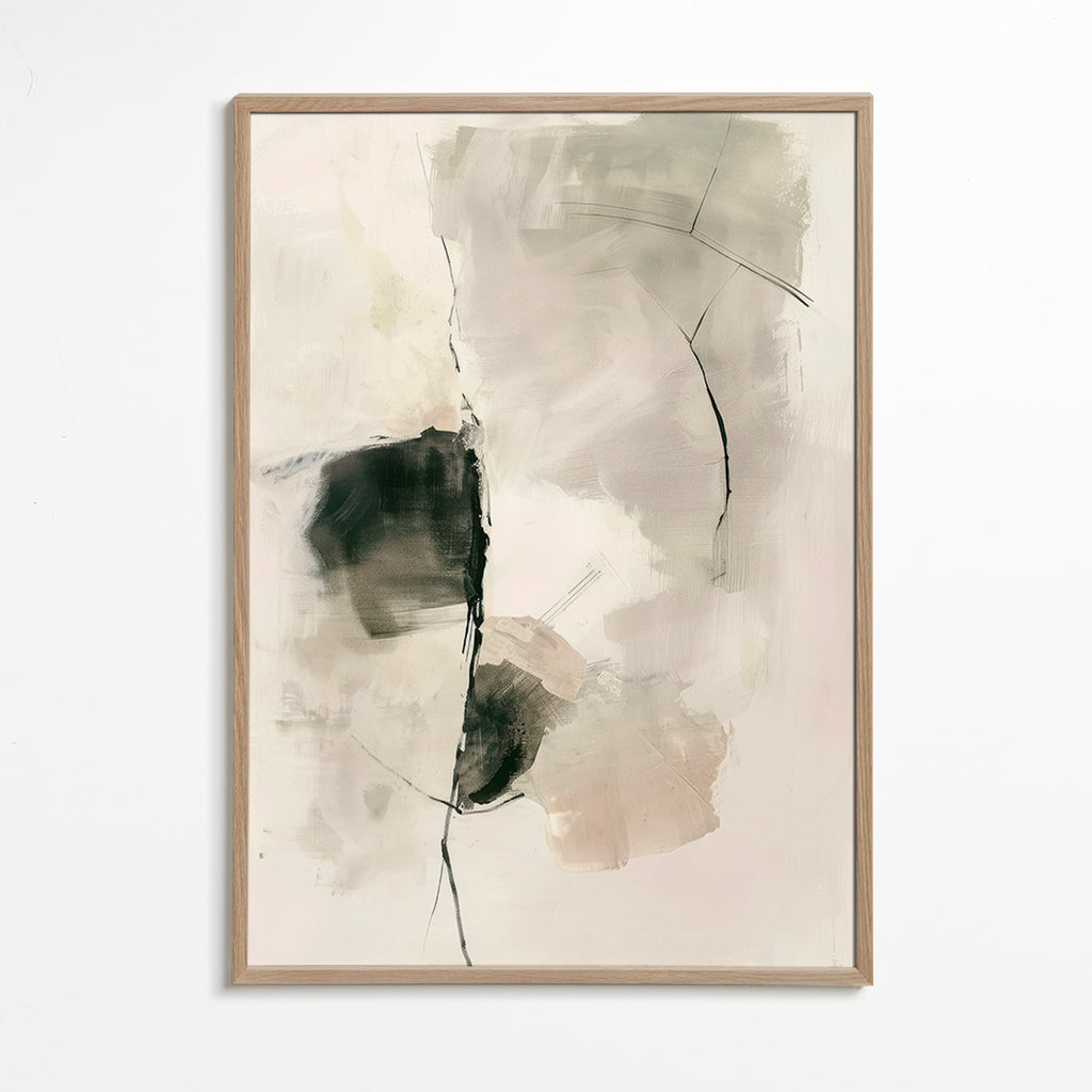 Abstrakt billede med neutrale penselstrøg – Oak Frame