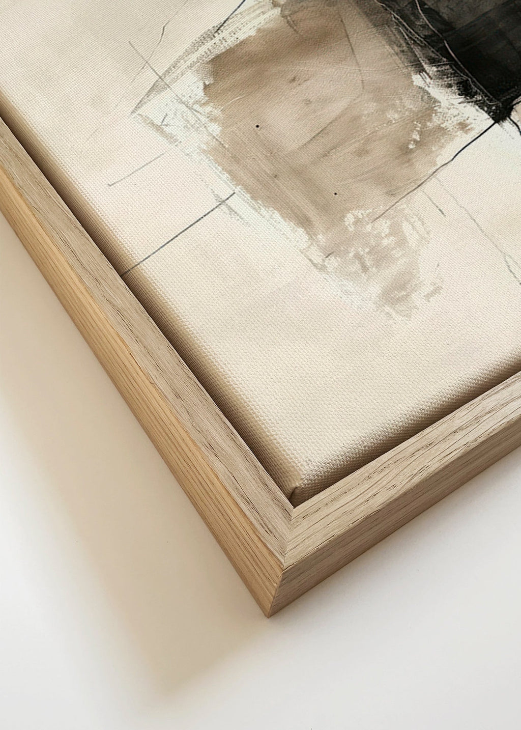 Abstrakt billede med mørk kontrast og sandtoner – Canvas detail
