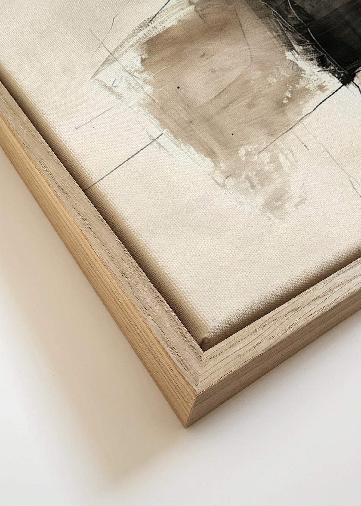 Abstrakt billede med mørk kontrast og sandtoner – Canvas detail