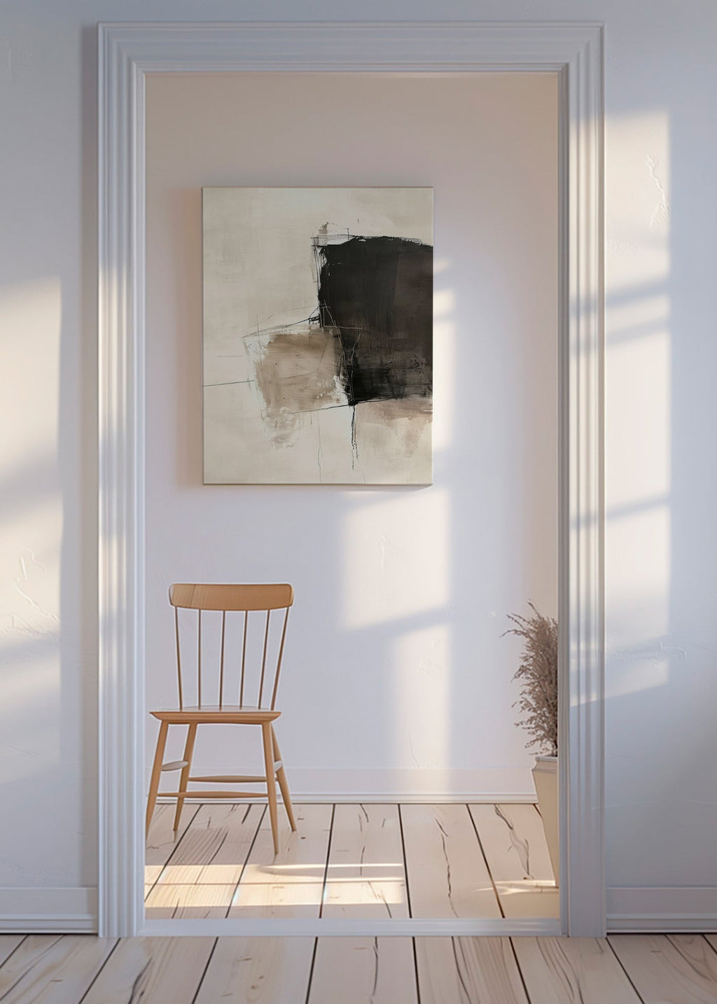 Abstrakt billede med mørk kontrast og sandtoner – Canvas