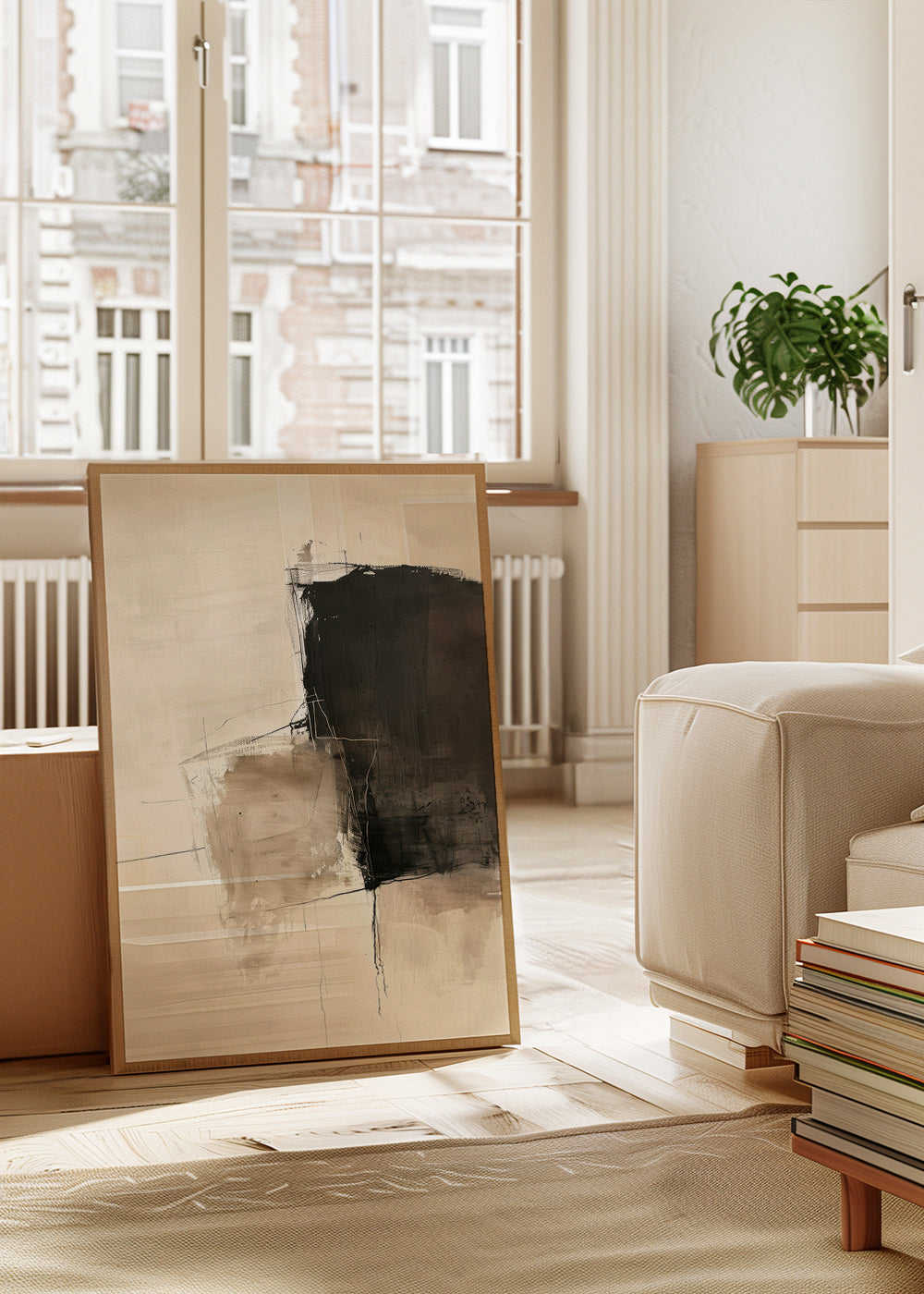 Abstrakt billede med mørk kontrast og sandtoner – Product2