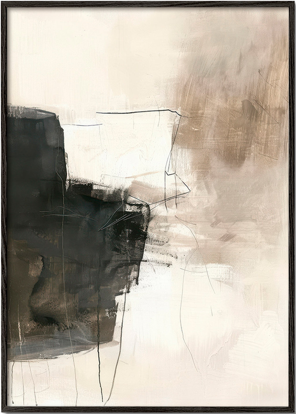 Abstrakt kunst med mørk blok – Black Frame