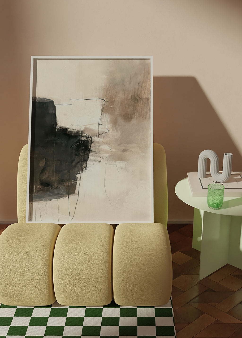 Abstrakt kunst med mørk blok – Product2