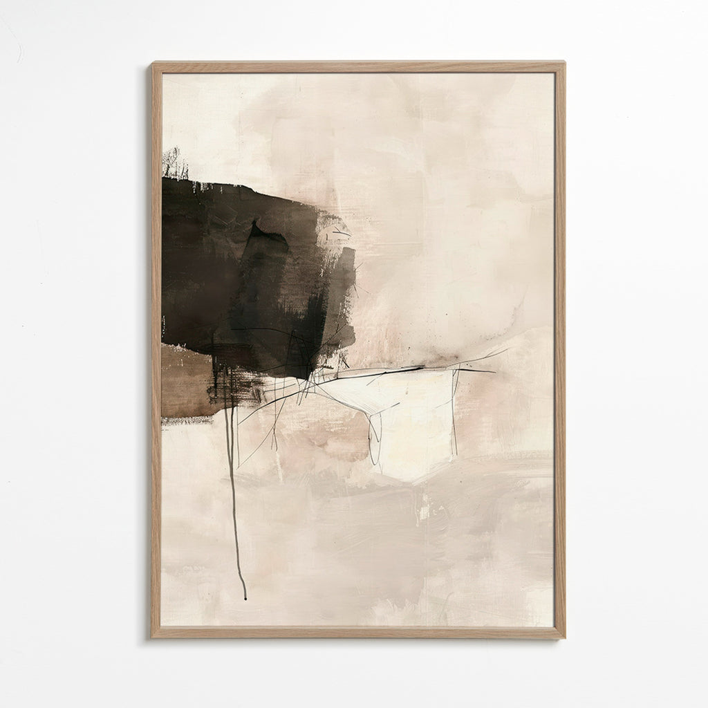 Abstrakt billede med sort plet og fine linjer – Oak Frame