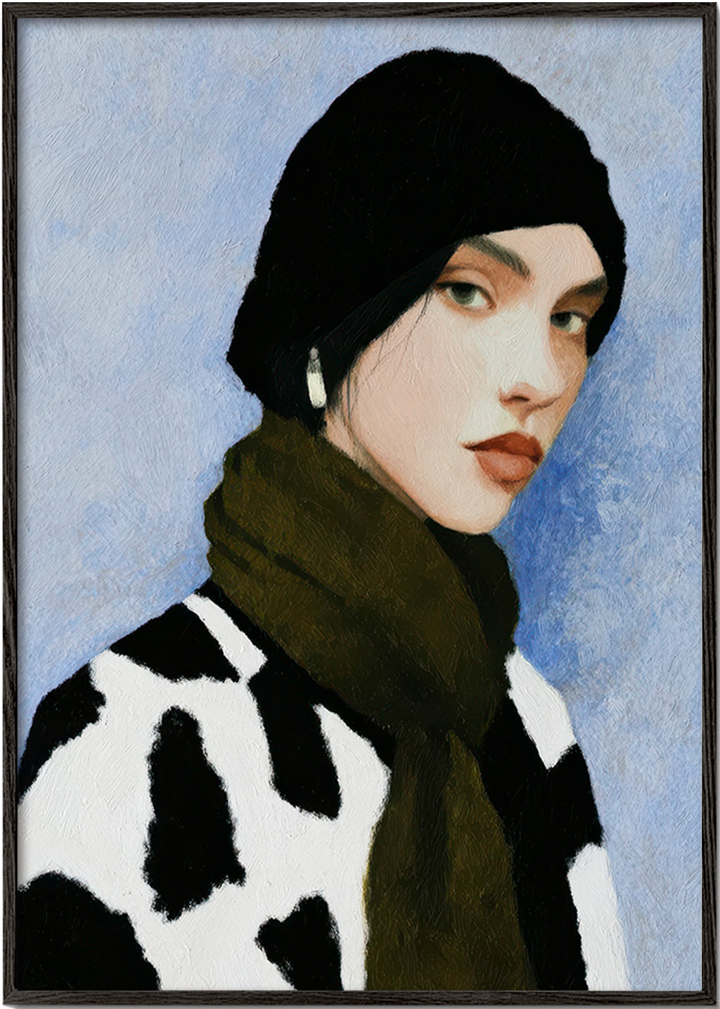 Illustration portræt med ko-mønster – Black Frame