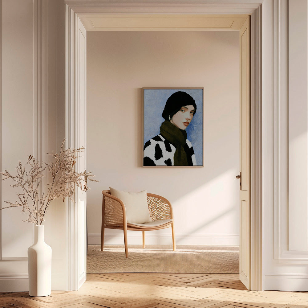 Illustration portræt med ko-mønster – Canvas1