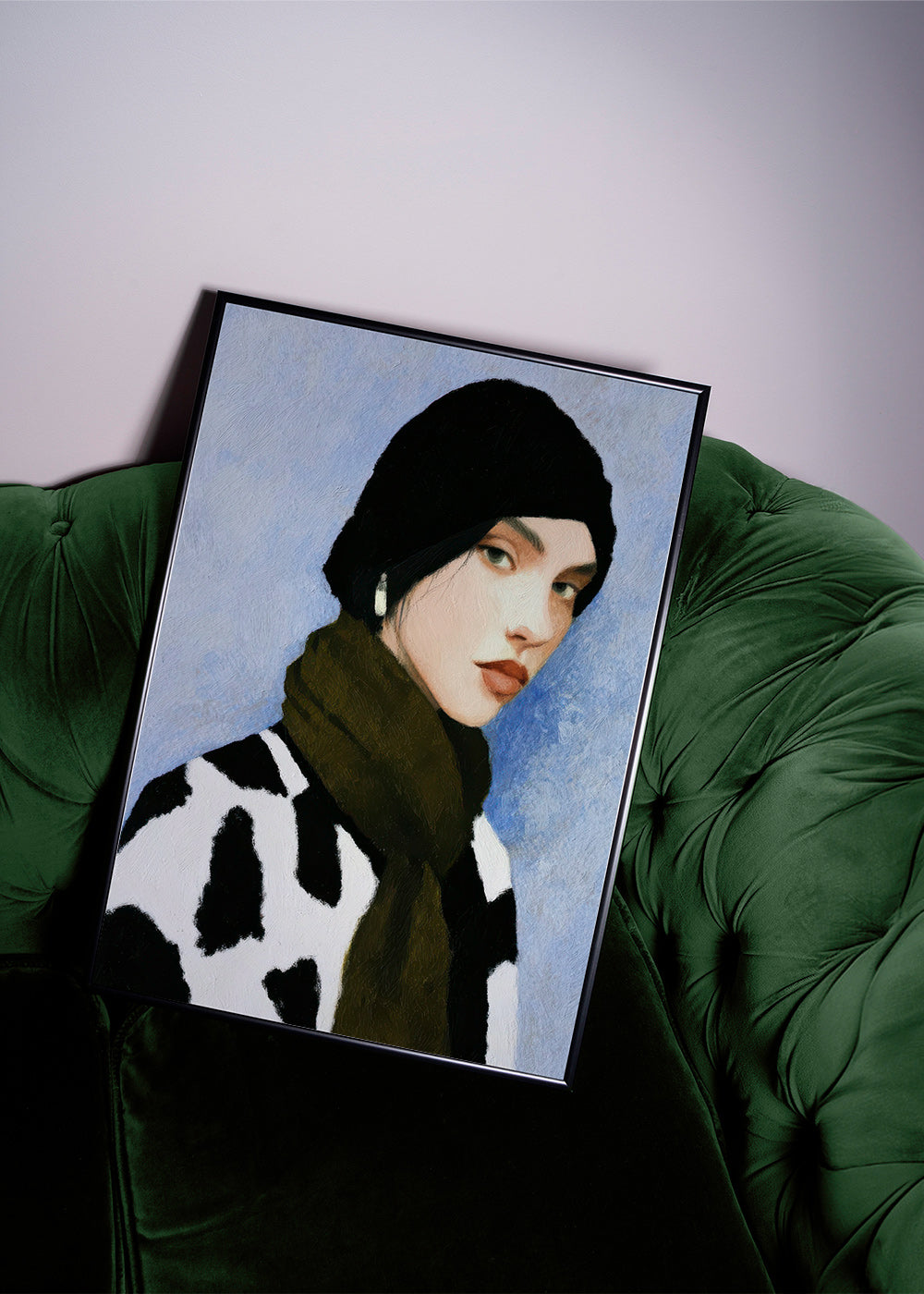 Illustration portræt med ko-mønster – Product1