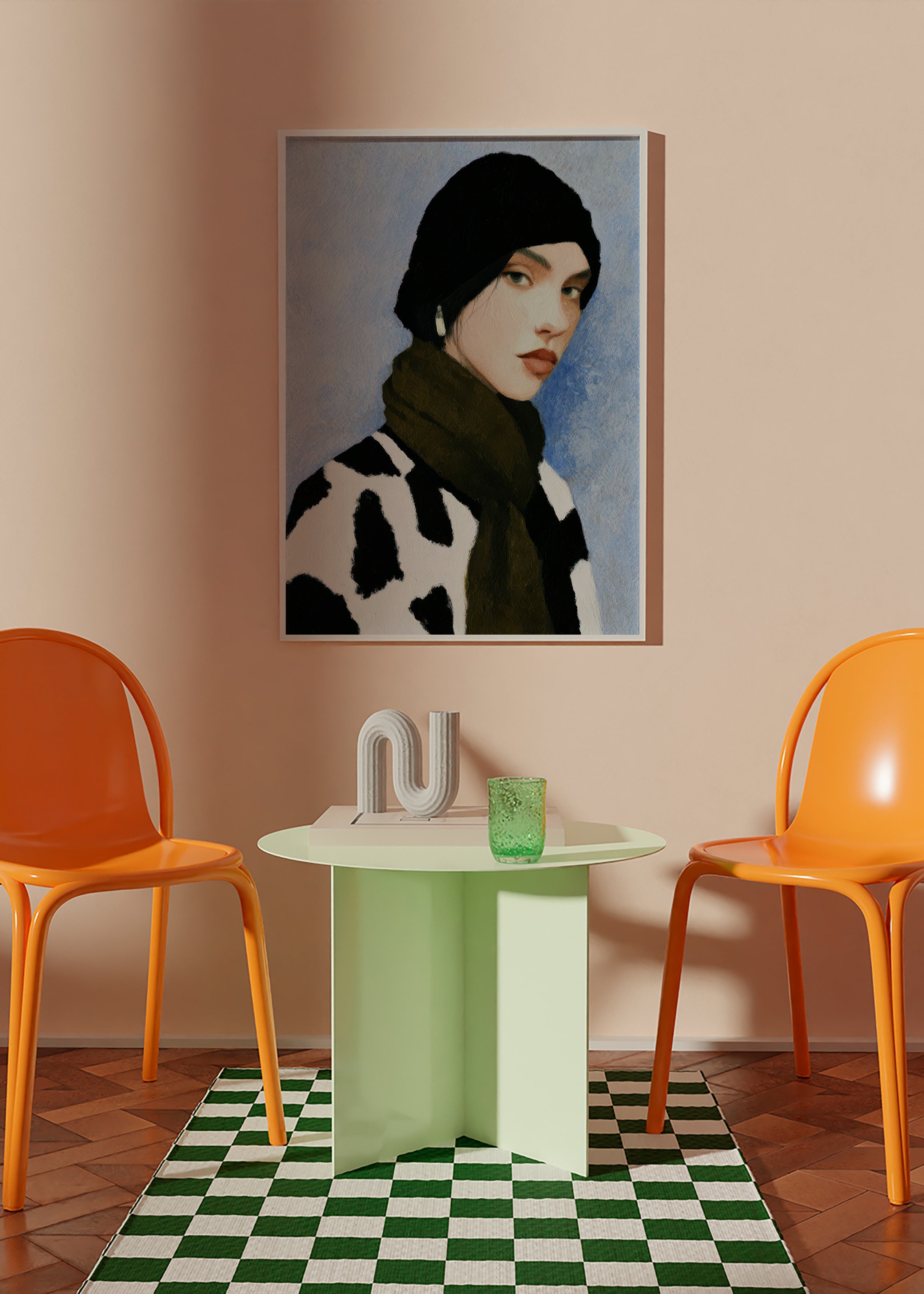 Illustration portræt med ko-mønster – Product2