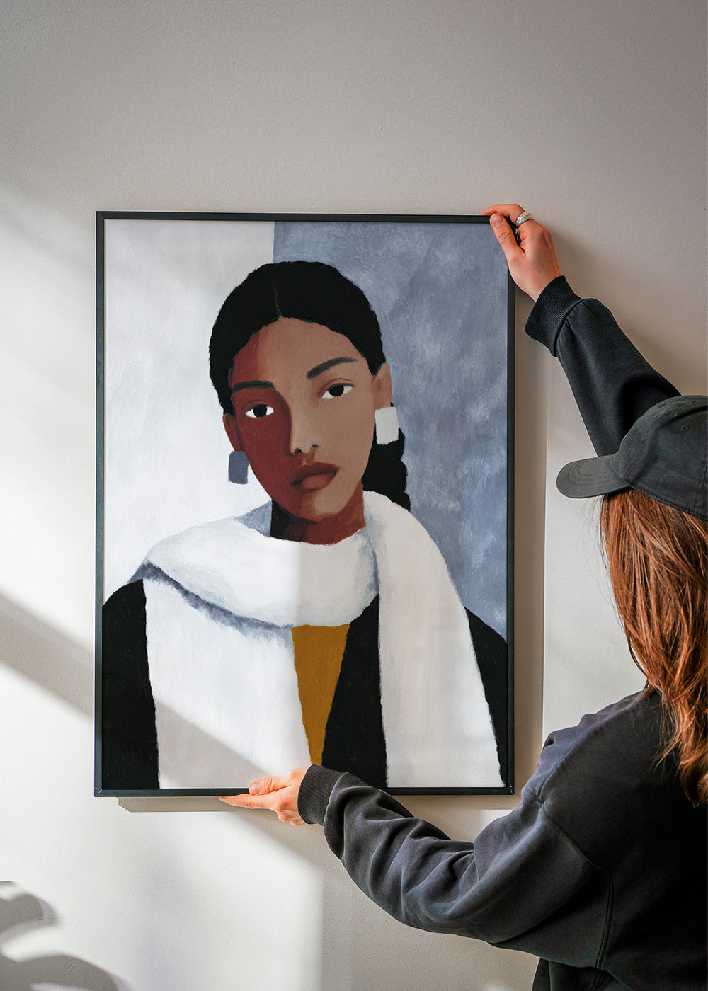 Illustration portræt af kvinde med hvidt tørklæde – Product3