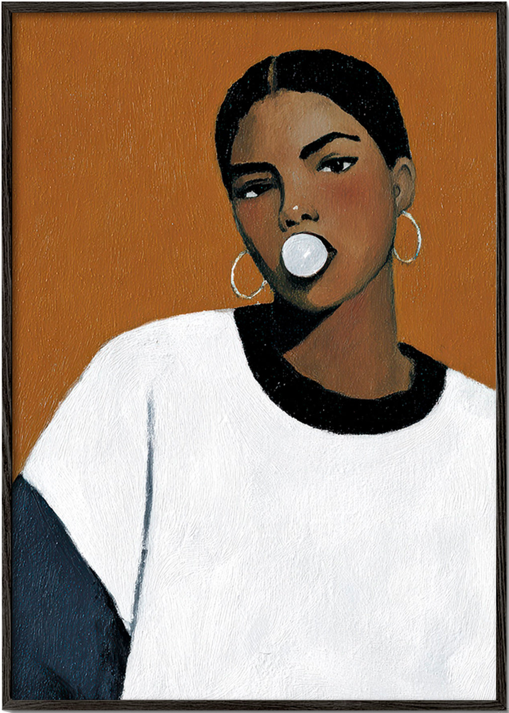 Illustration portræt med tyggegummibel – Black Frame