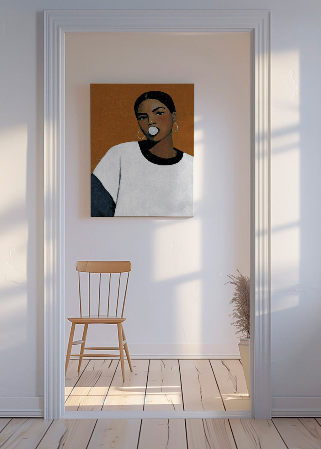 Illustration portræt med tyggegummibel – Canvas