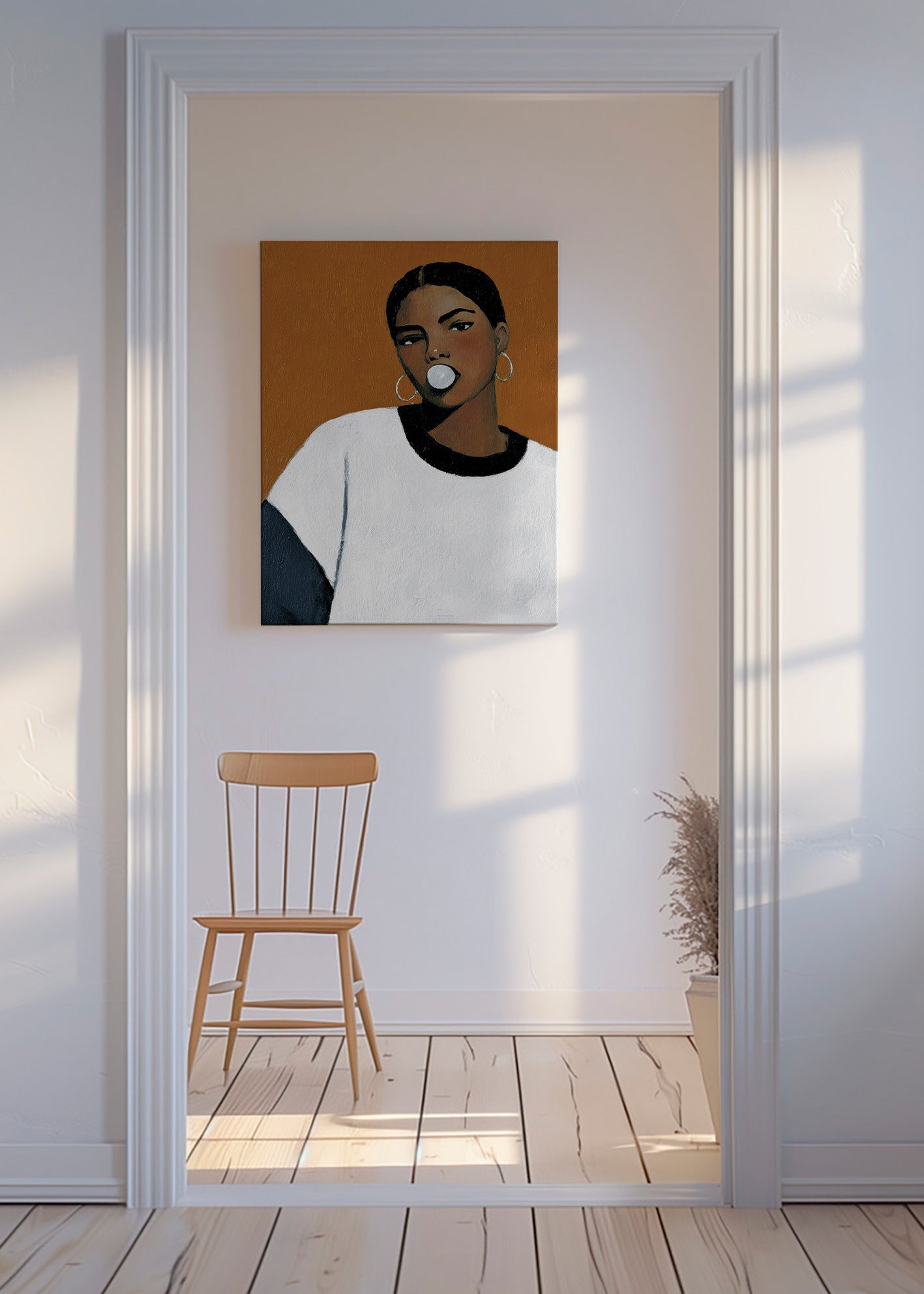 Illustration portræt med tyggegummibel – Canvas
