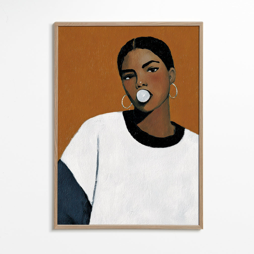 Illustration portræt med tyggegummibel – Oak Frame