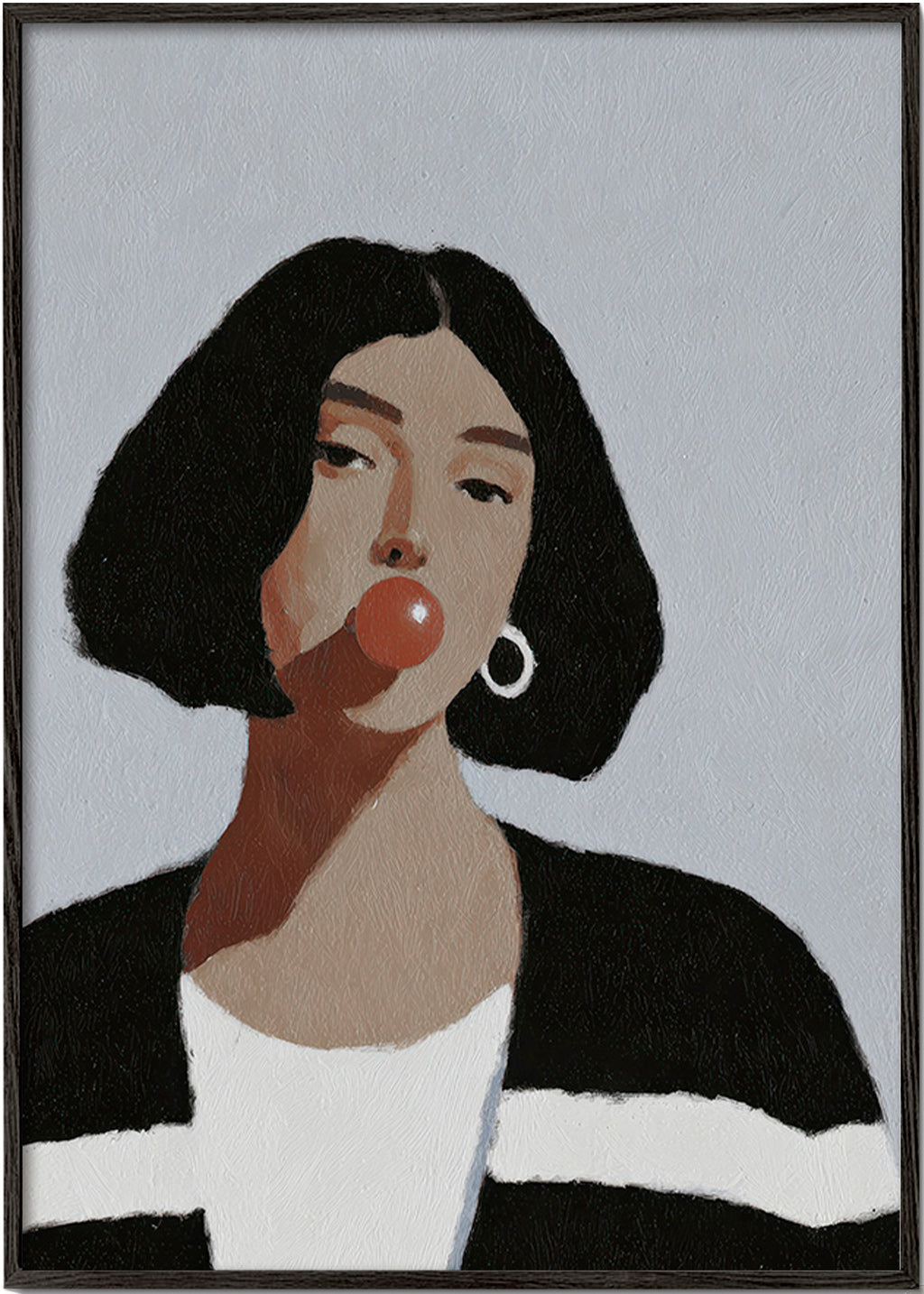 Illustration portræt med tyggegummibold – Black Frame