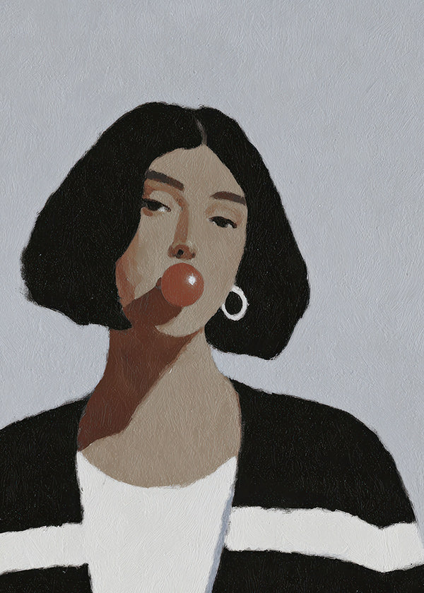 Illustration portræt med tyggegummibold