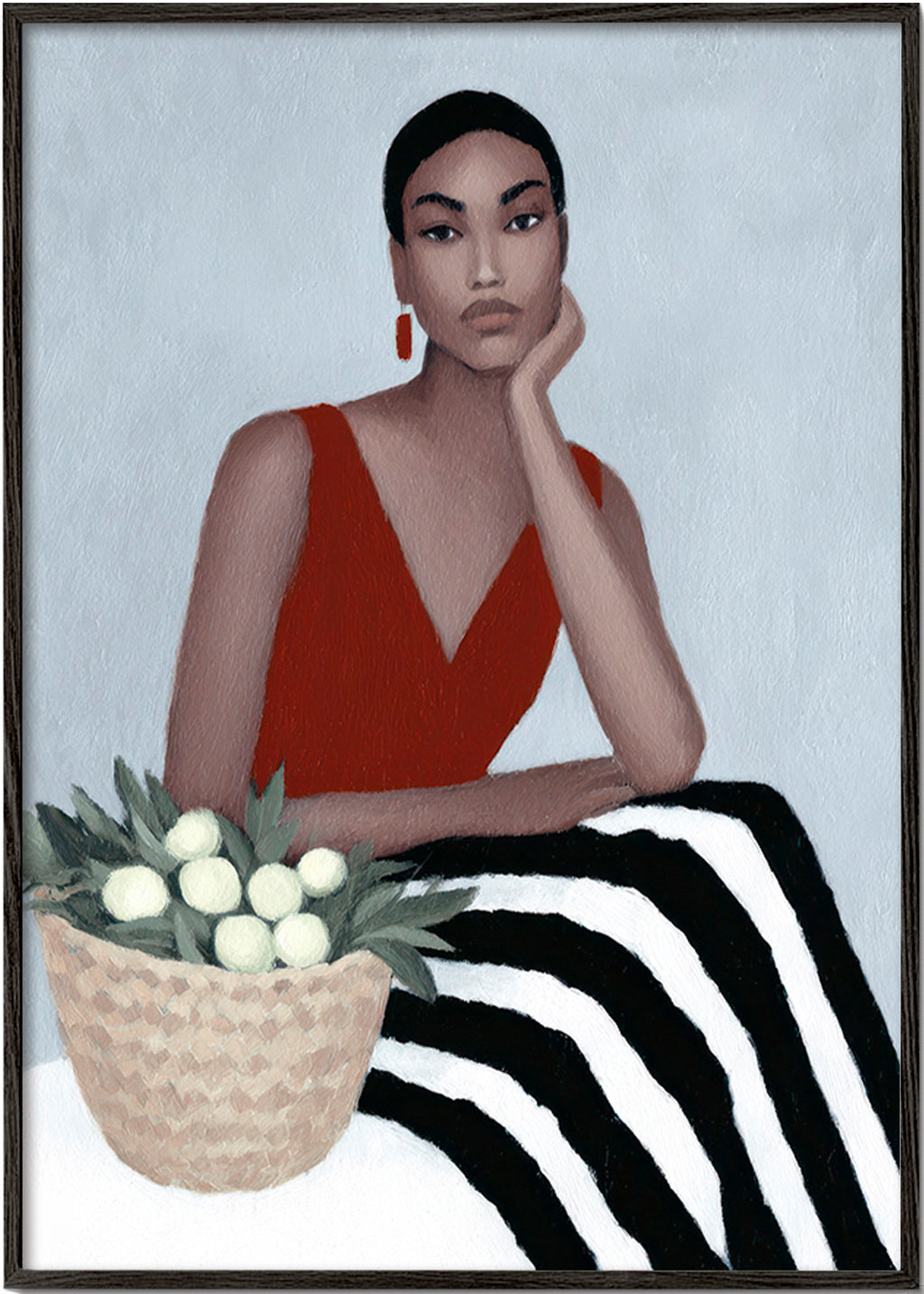 Illustration af kvinde i rød kjole – Black Frame