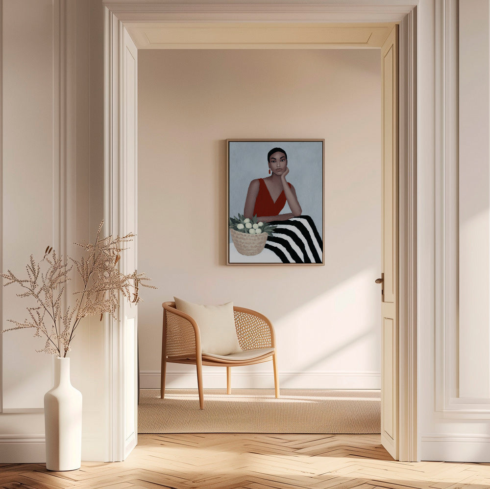 Illustration af kvinde i rød kjole – Canvas1
