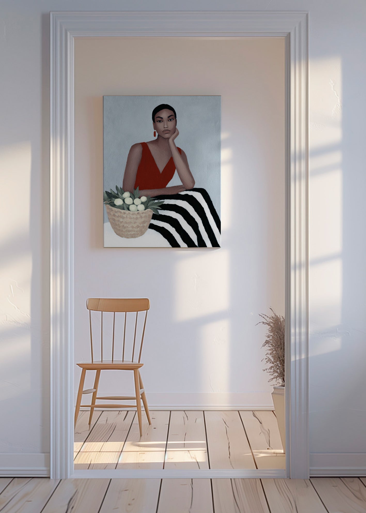 Illustration af kvinde i rød kjole – Canvas