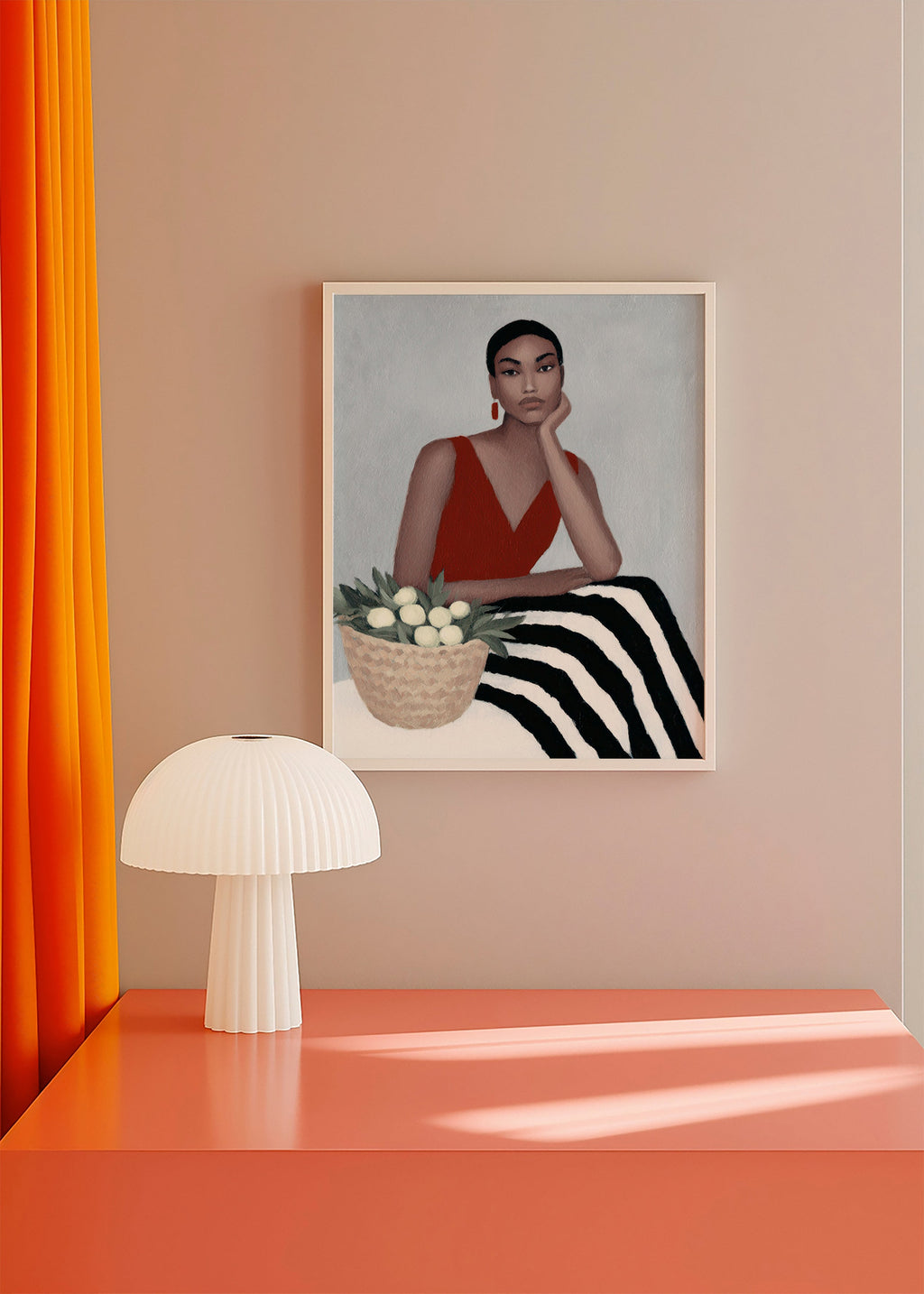 Illustration af kvinde i rød kjole – Product1