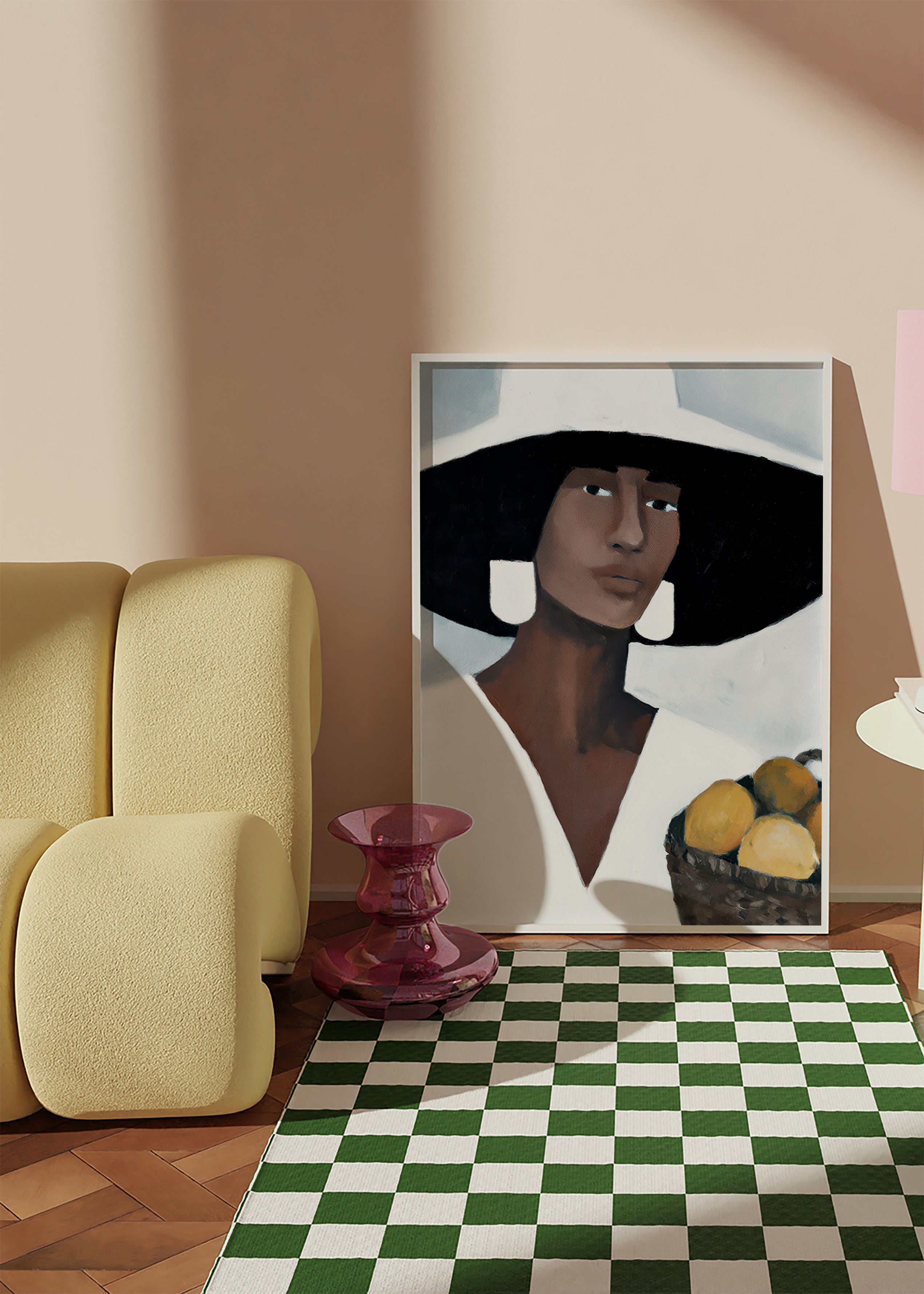 Køkkenkunst: kvinde med bred hat og citroner – Product1
